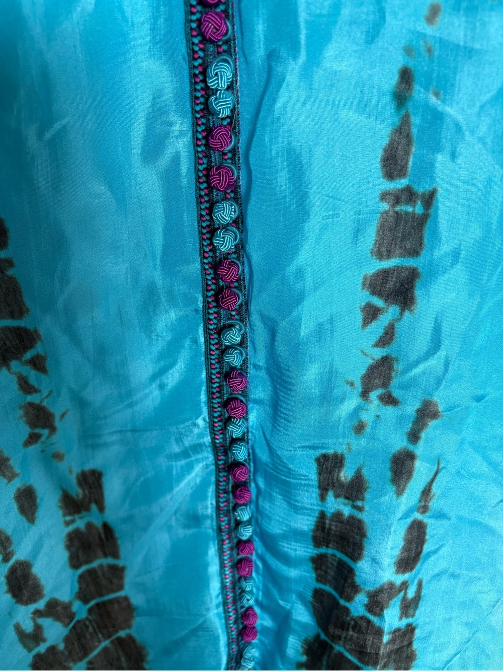 100% Silk Soft Surroundings Women’s Blue & Purple TieDye V-Neck Tunic XL NWT - Picture 4 of 7